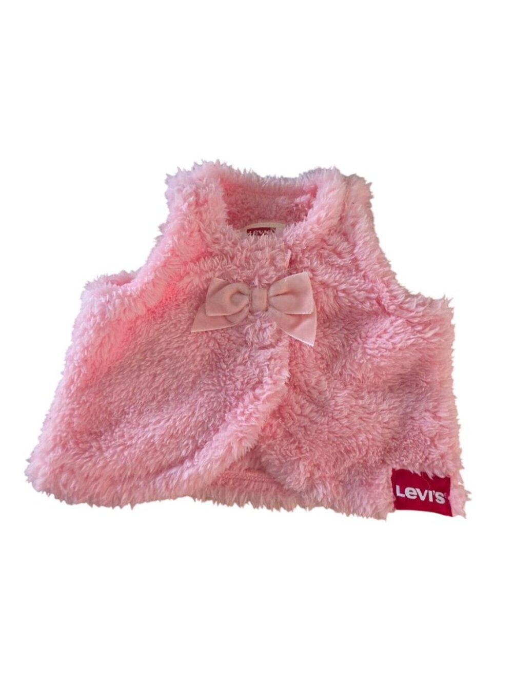 Levi's Baby Girls Pink Sherpa Fleece Vest Newborn NB Snap Front Bow Layering